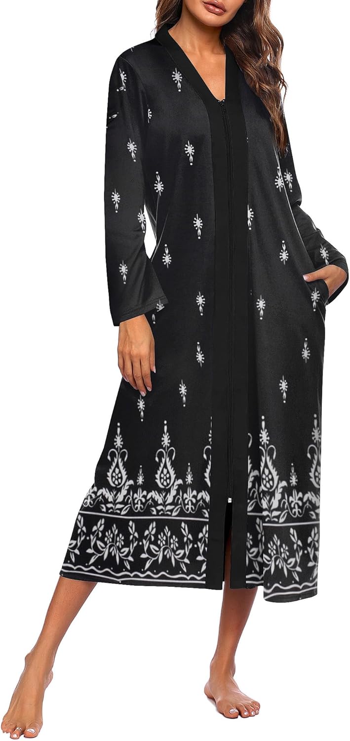 Ekouaer Women Zipper Robe for Comfort and Style at Home