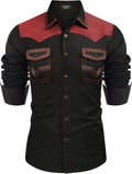 Men's Cotton Western Cowboy Shirt - Embroidered Slim Fit