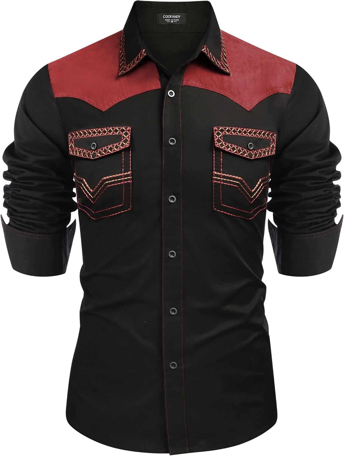 Stylish COOFANDY Men's Western Cowboy Shirt for Casual Wear