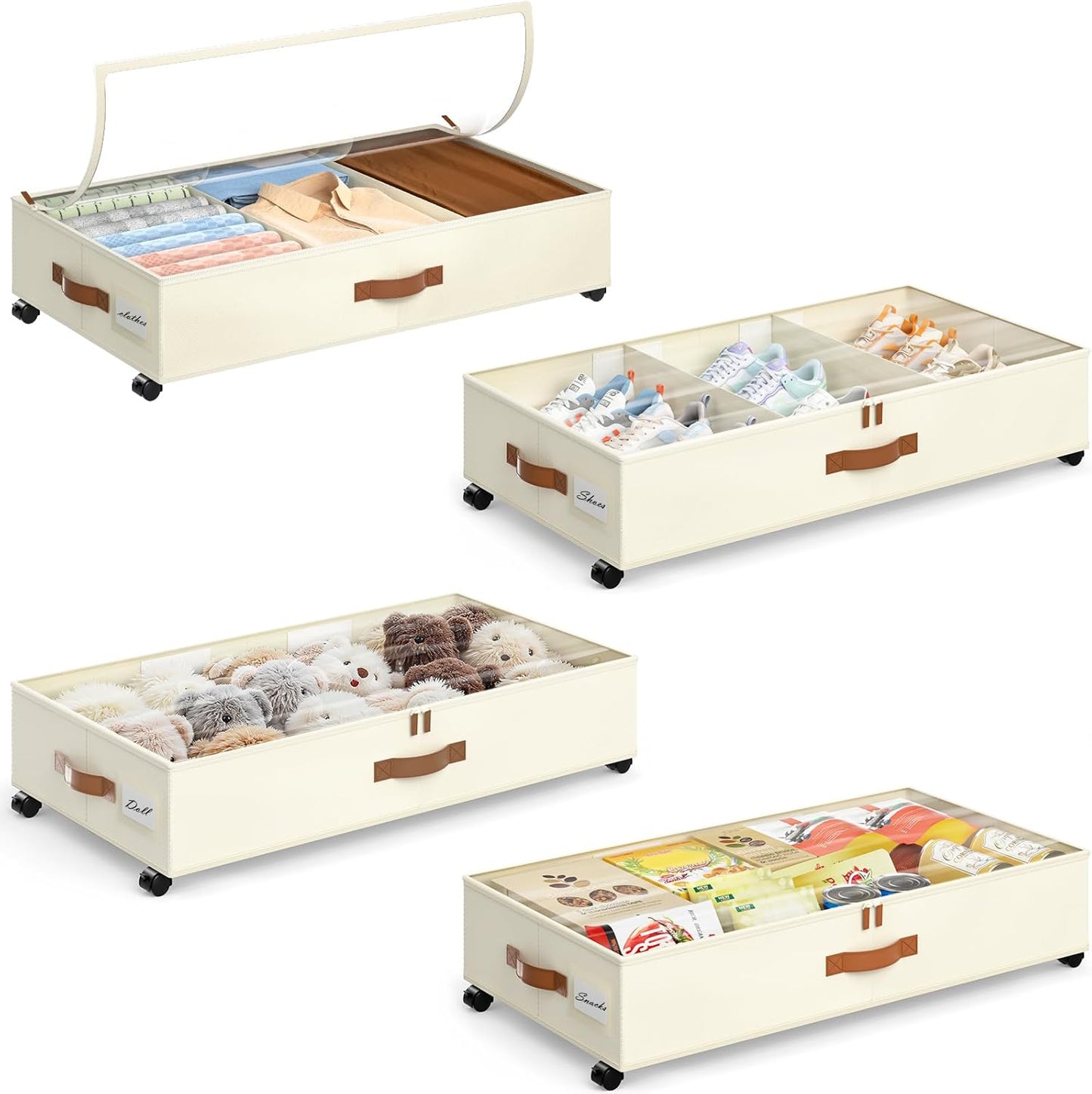 Yecaye Under Bed Storage with Wheels for Clothes and Shoes