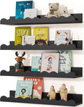 Kids' Bookshelf Set of 4 - Black Floating Nursery Book Shelves