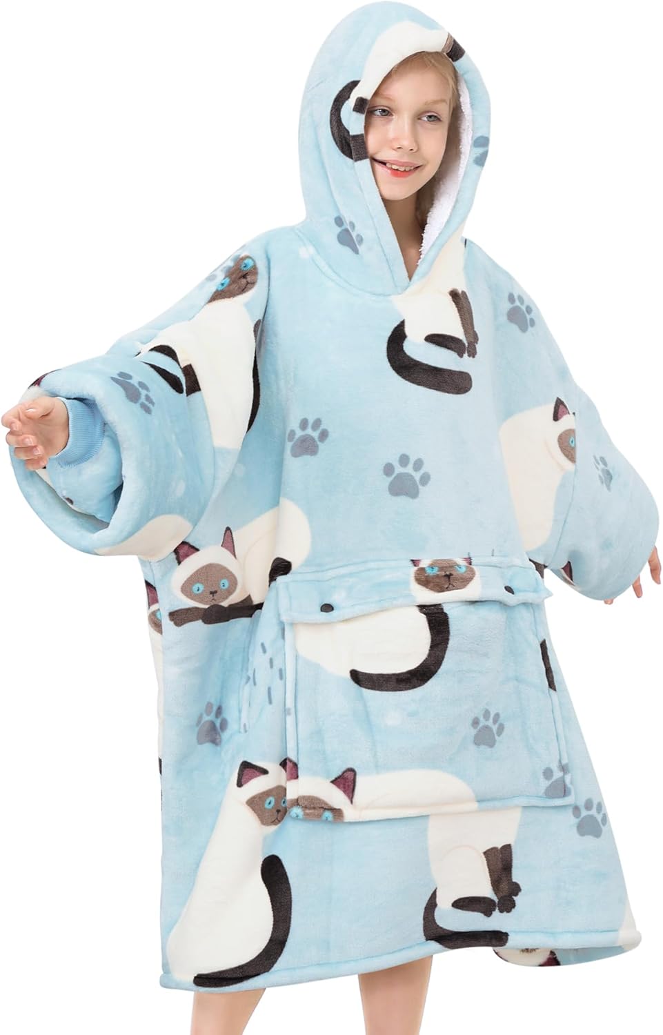 Narecte Kids Hoodie Blanket for Girls - Cozy Wearable Blanket