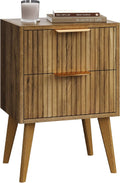 Fluted Nightstand with 2 Drawers for Modern Bedroom Decor