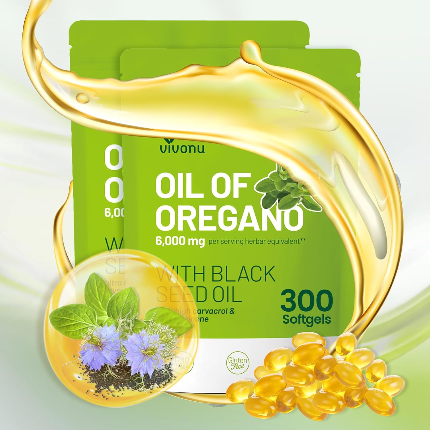 Oil of Oregano Capsules with Black Seed Oil for Wellness