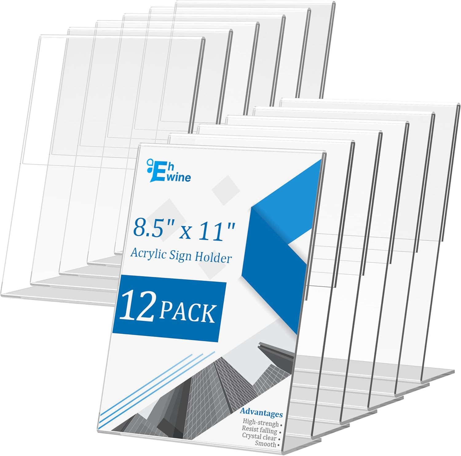 EHWINE 12 Pack Acrylic Sign Holder for Clear Displays