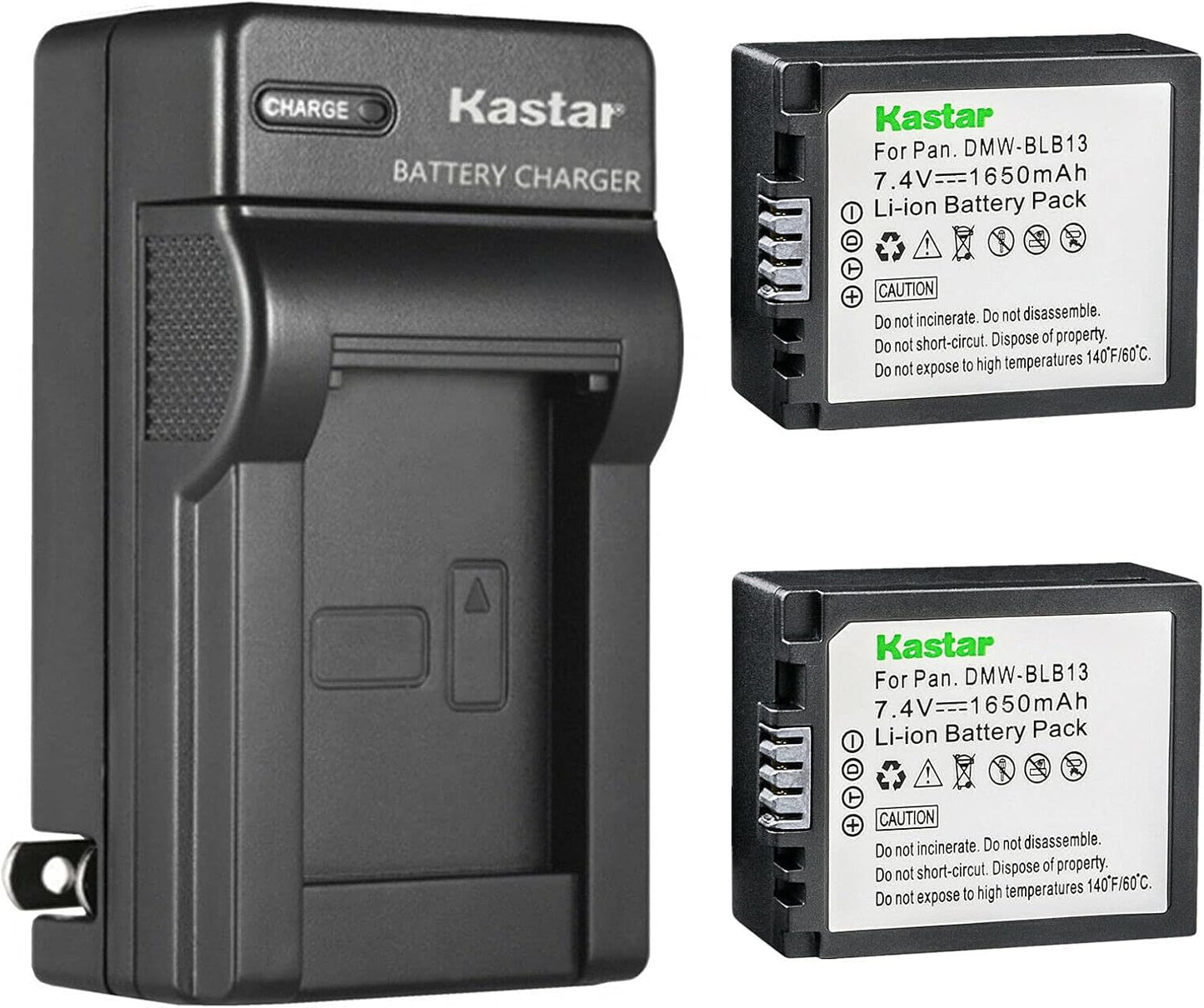 Kastar 2-Pack Battery and AC Wall Charger for Panasonic Cameras