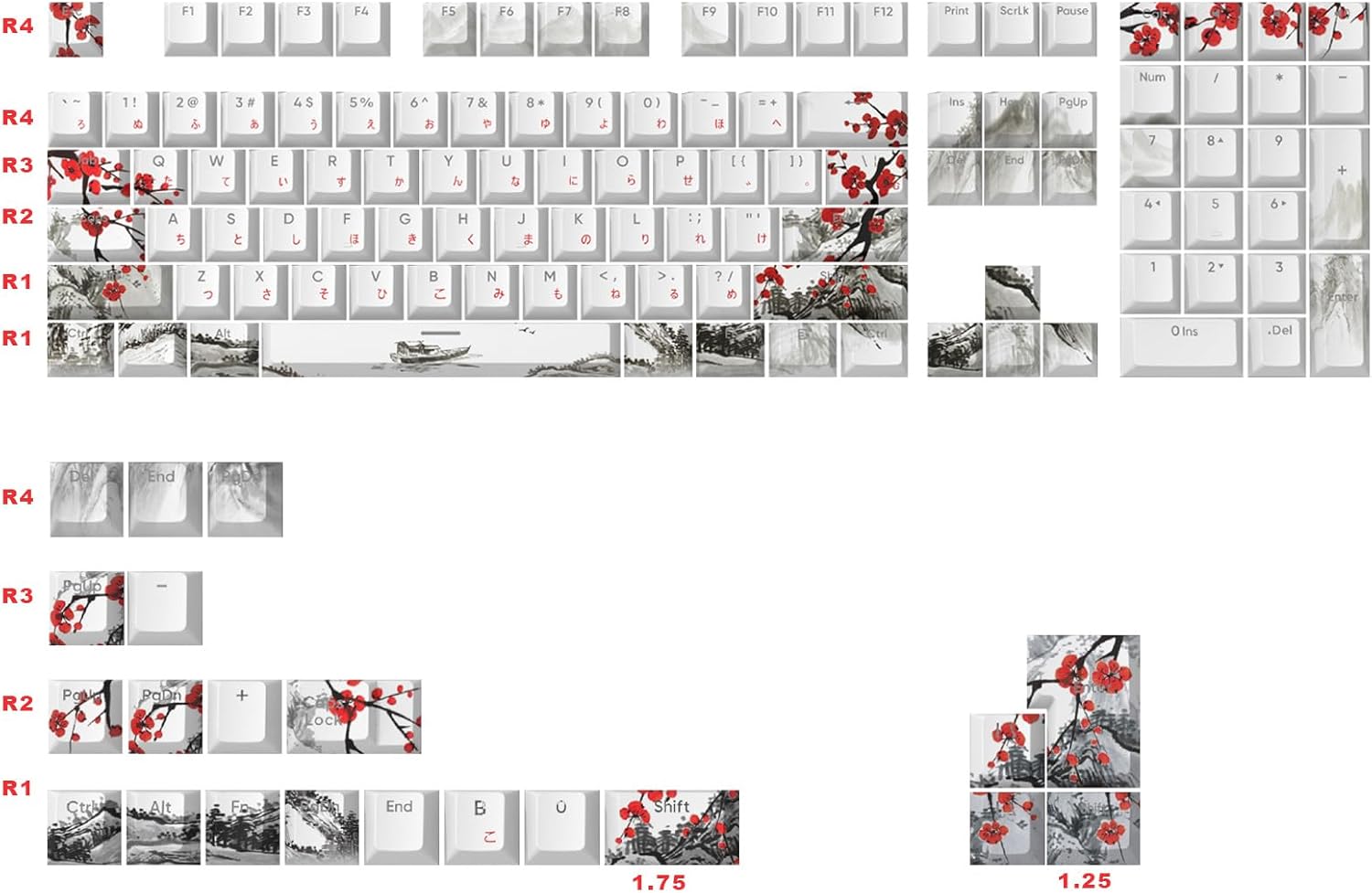 JSJT Shine Through Keycaps for Cherry MX Switches - 129 Keys