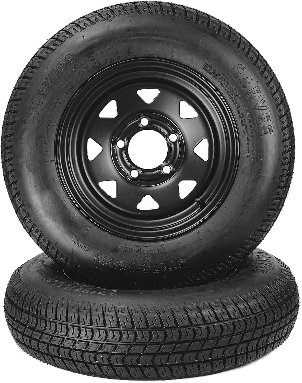 2-Pack ST175/80D13 Trailer Tires with 13In Rims for Heavy Loads