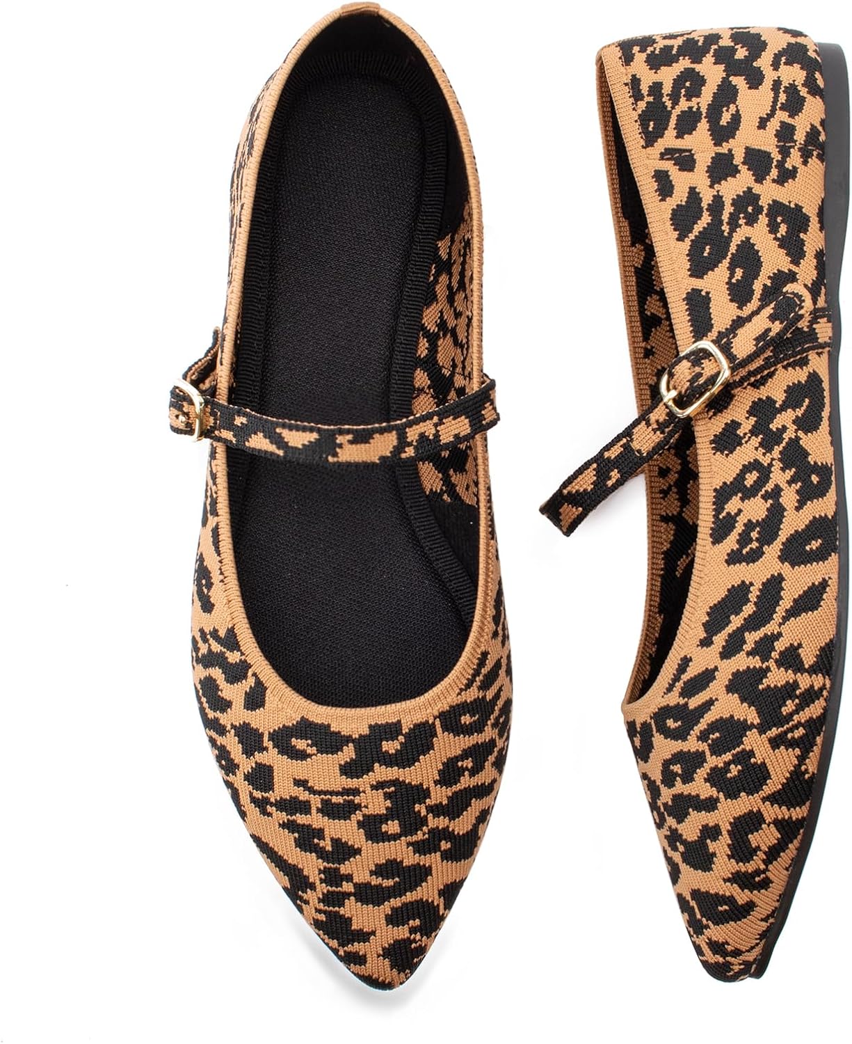 Pointed Toe Flats Knit Ballet Flat Shoes for Women Comfort