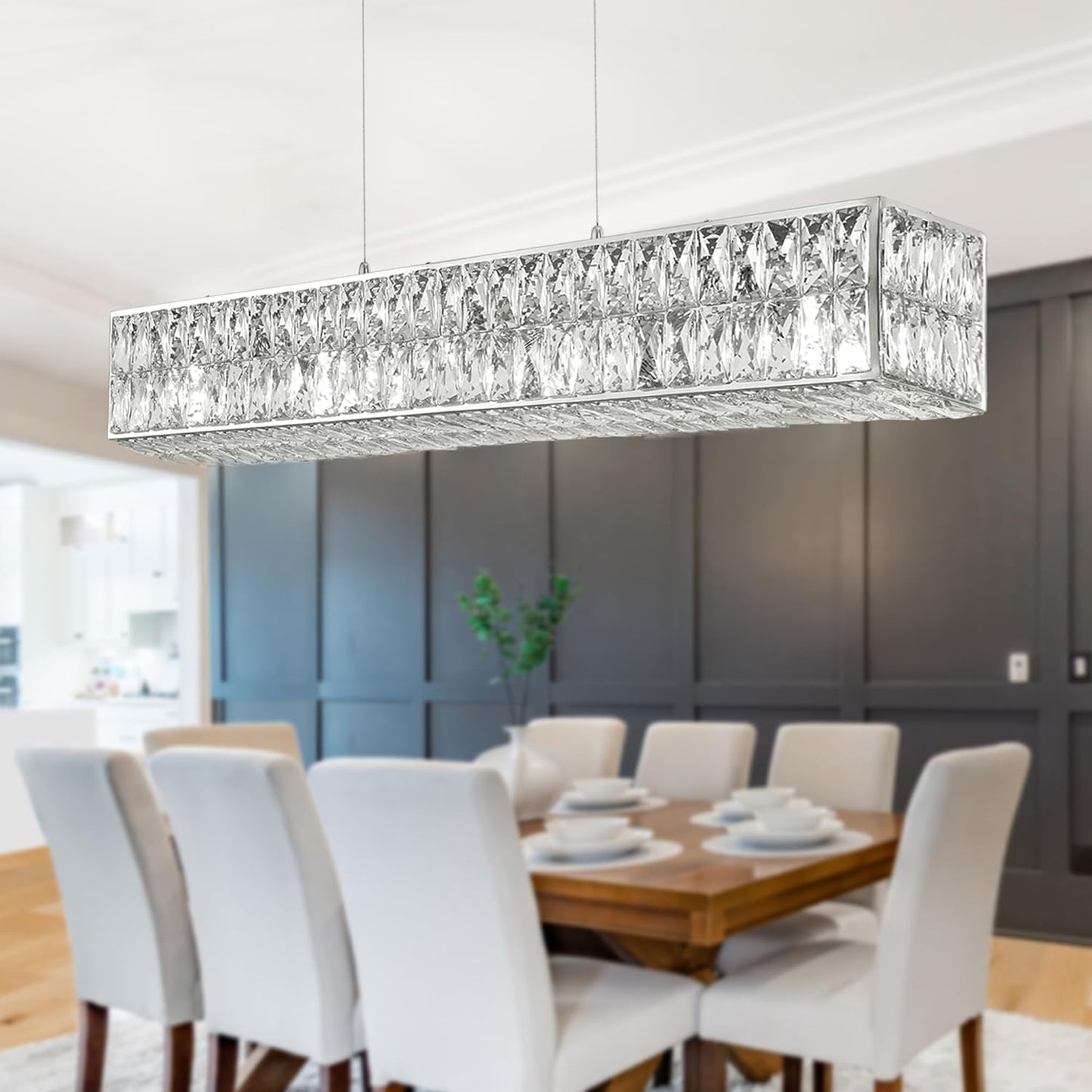 IKK Modern Rectangle Chandelier for Dining Room and Kitchen