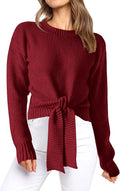 Okiwam Women's Cropped Tie Front Sweater - Cozy Fall Staple Jewelry