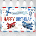12x8ft Airplane Happy Birthday Backdrop - Kids Photo Party Banner