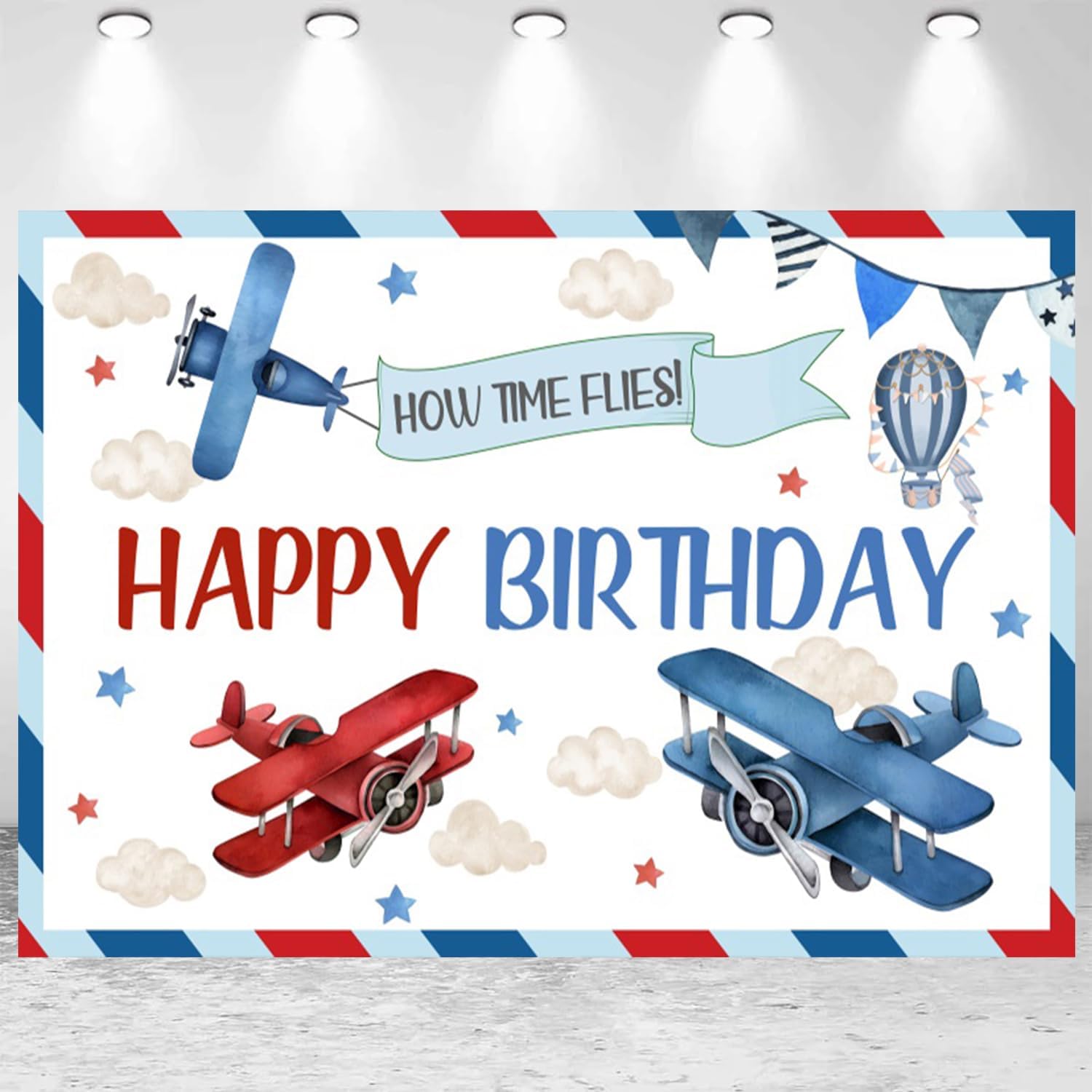 12x8ft Airplane Happy Birthday Backdrop for Boys Party Fun