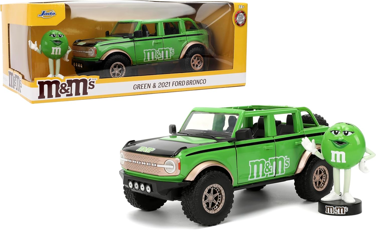 Jada Hollywood Rides M&M'S 2021 Ford Bronco - Collectible Die-cast Car with Opening Doors!