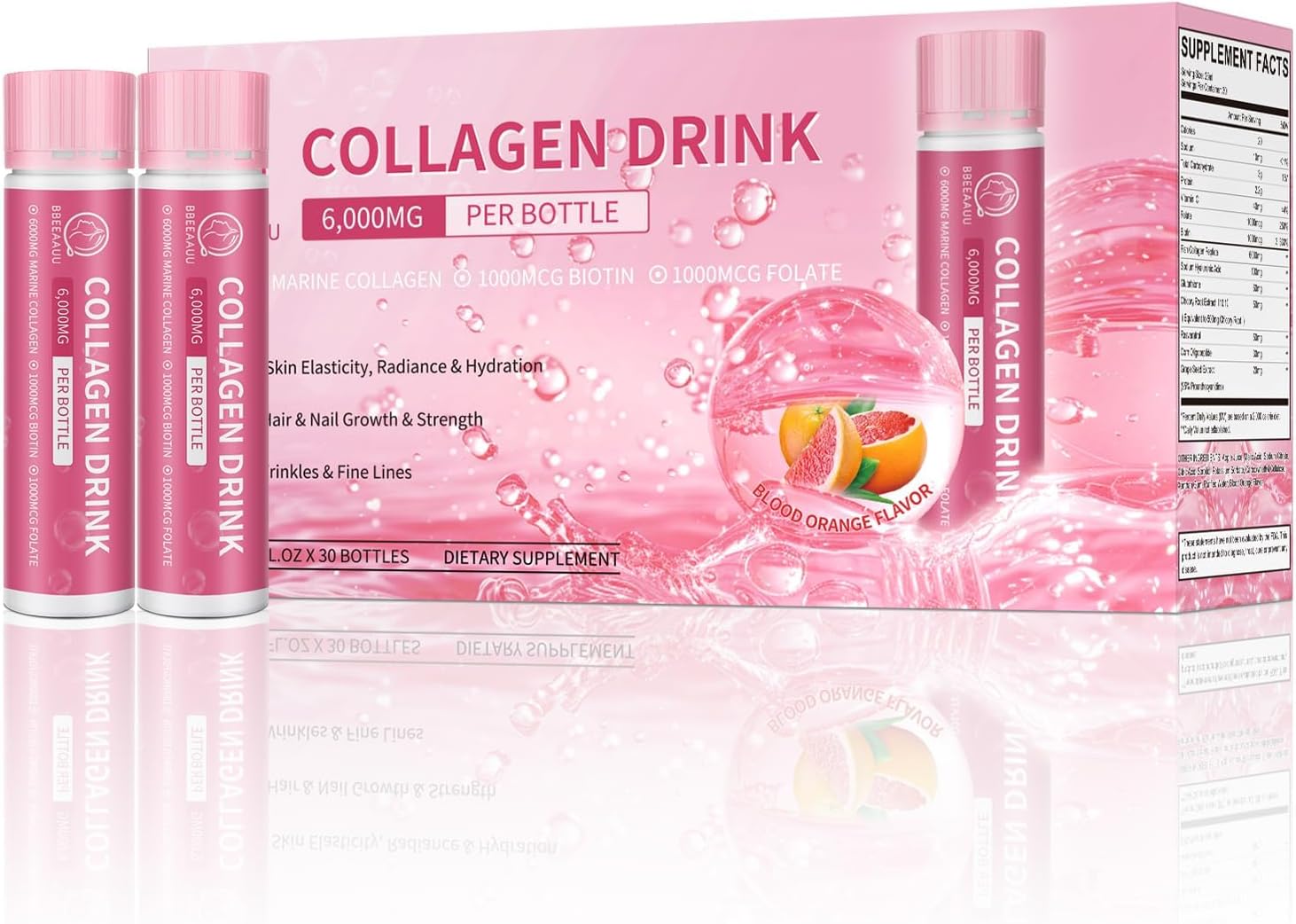 Collagen Drink with 6000 mg Marine Collagen Peptides for Beauty