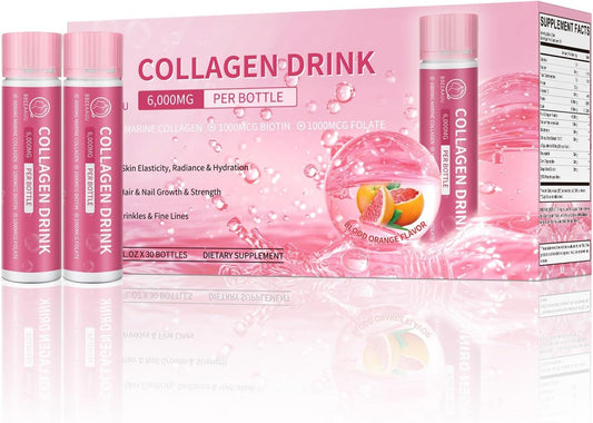 Collagen Drink with 6000 mg Marine Collagen Peptides for Beauty