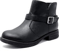 Ataiwee Women's Ankle Boots Classic Side Zip with Buckle Strap