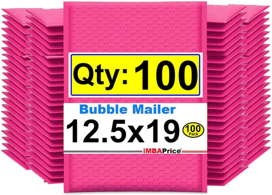 iMBAPrice 12.5x19 Inches Hot Pink Poly Bubble Mailers 100-Pack