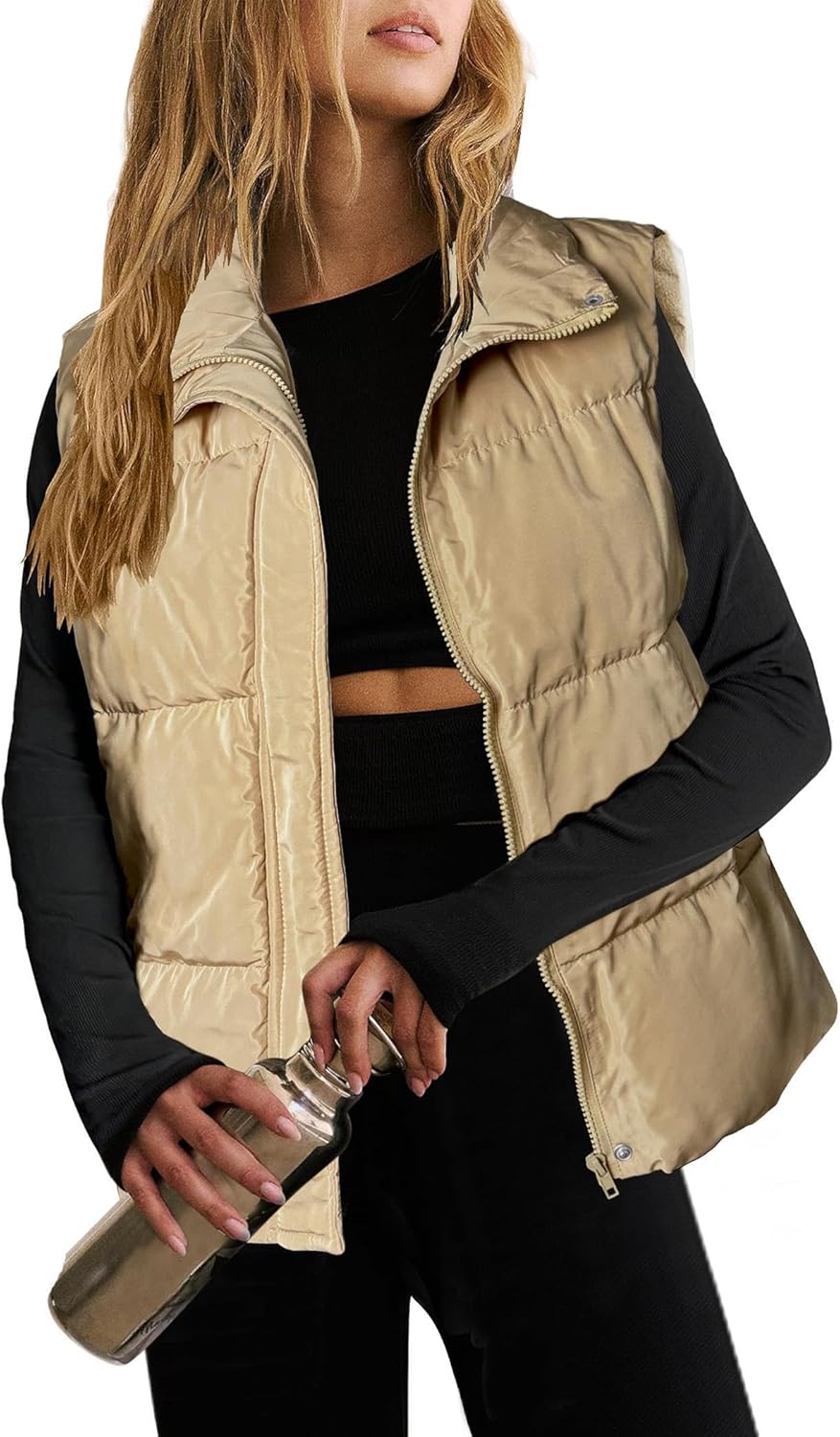Zeagoo Women Puffer Vest Lightweight Stand Collar Sleeveless Warm
