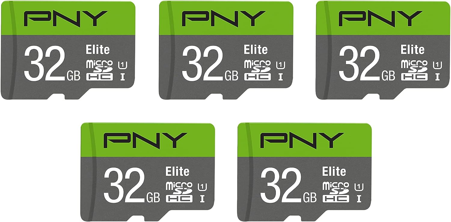 PNY 32GB Elite Class 10 U1 microSDHC - Fast Full HD 5-Pack