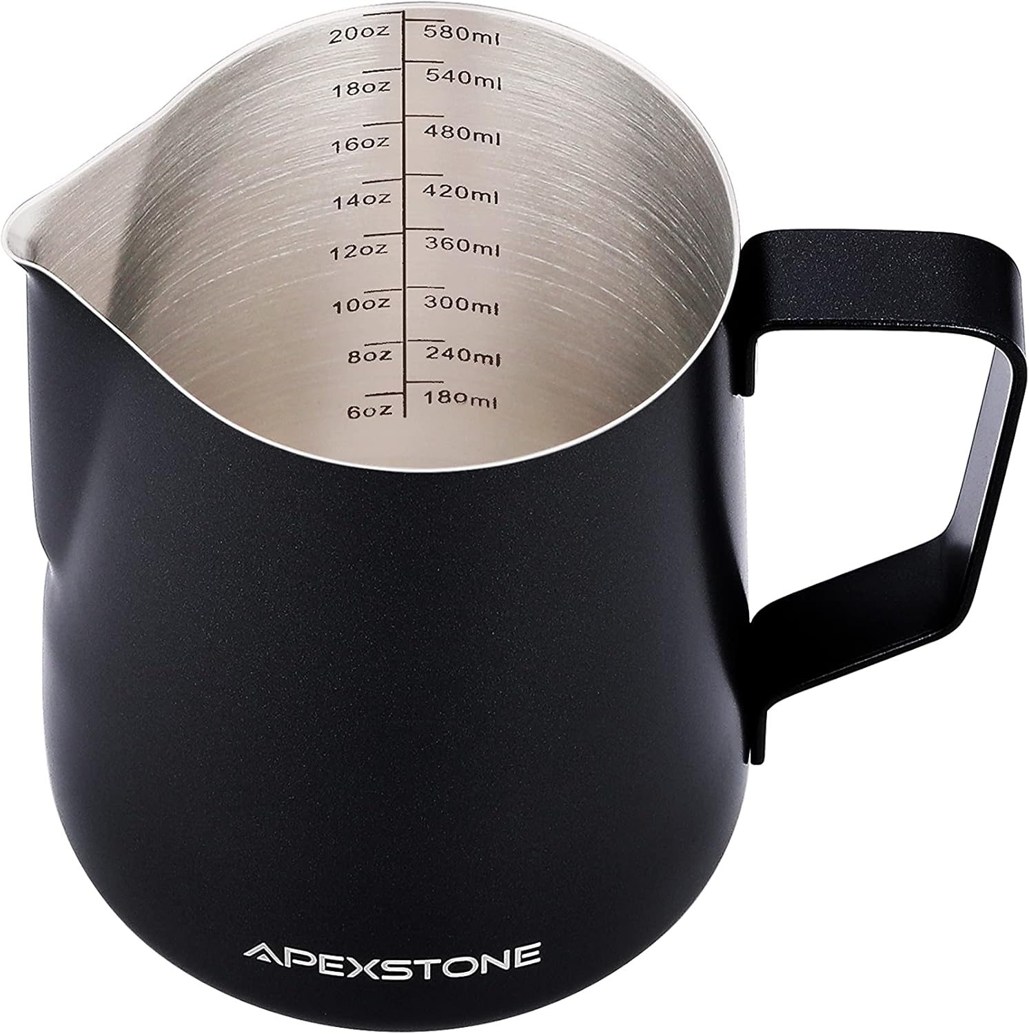 Apexstone Black 20 oz Espresso Milk Frothing Pitcher - Perfect Foam every time!
