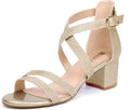 Women's Low Block Heel Strappy Sandals - Comfortable Dress Heels