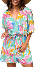 CUPSHE Women's Summer Romper Lace Up V Neck Mini Jumpsuit - Casual