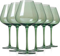 Physkoa Sage Green Wine Glasses Set of 6 - Elegant 18oz Long Stem