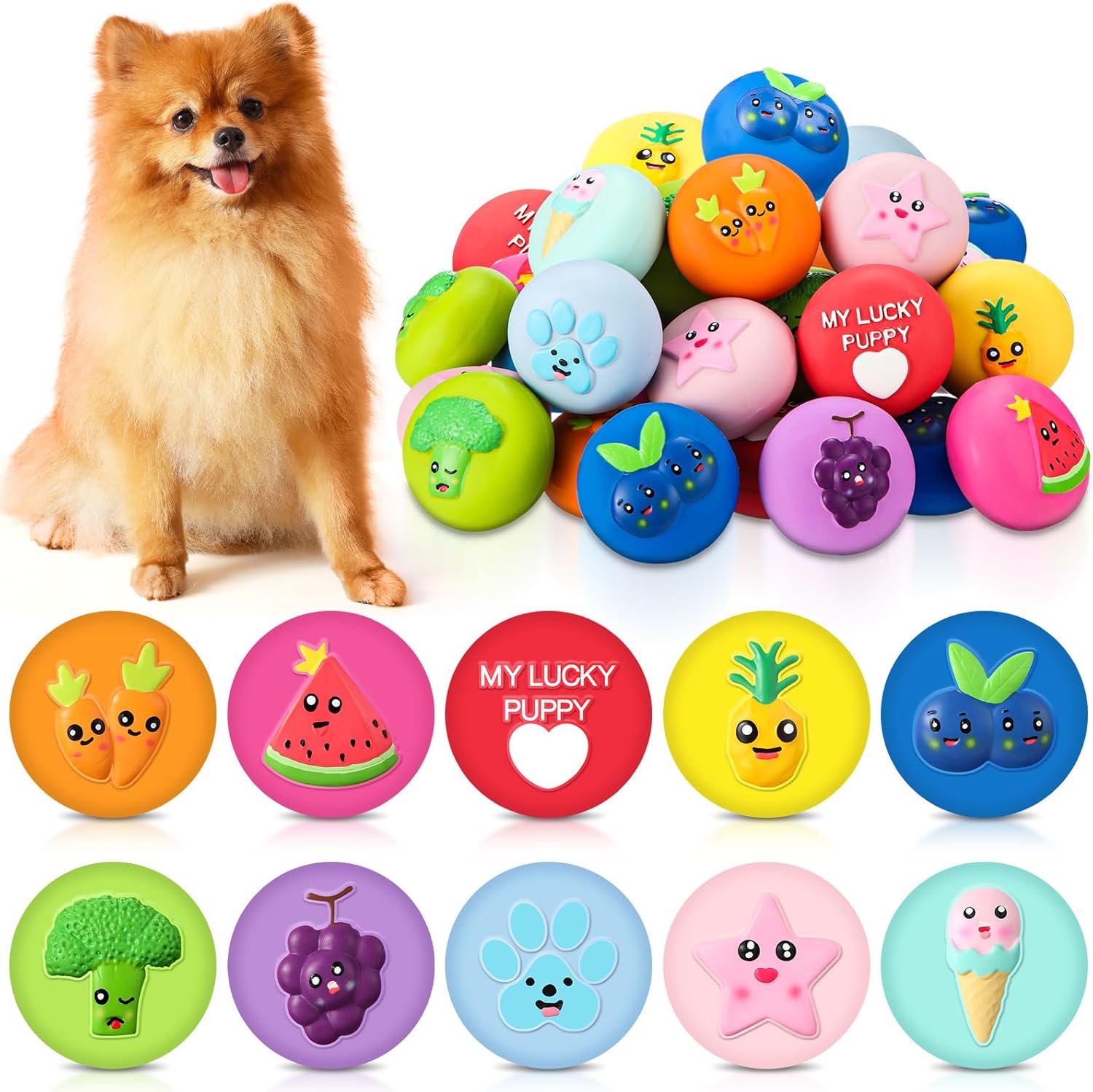 Bulk Dog Squeaky Toys for Small Breeds - 40 Pcs Interactive Fun