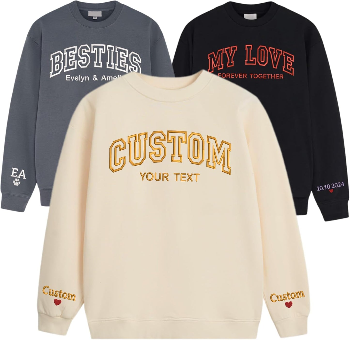 Personalized Embroidered Hoodies - Custom Text, Perfect Gifts!