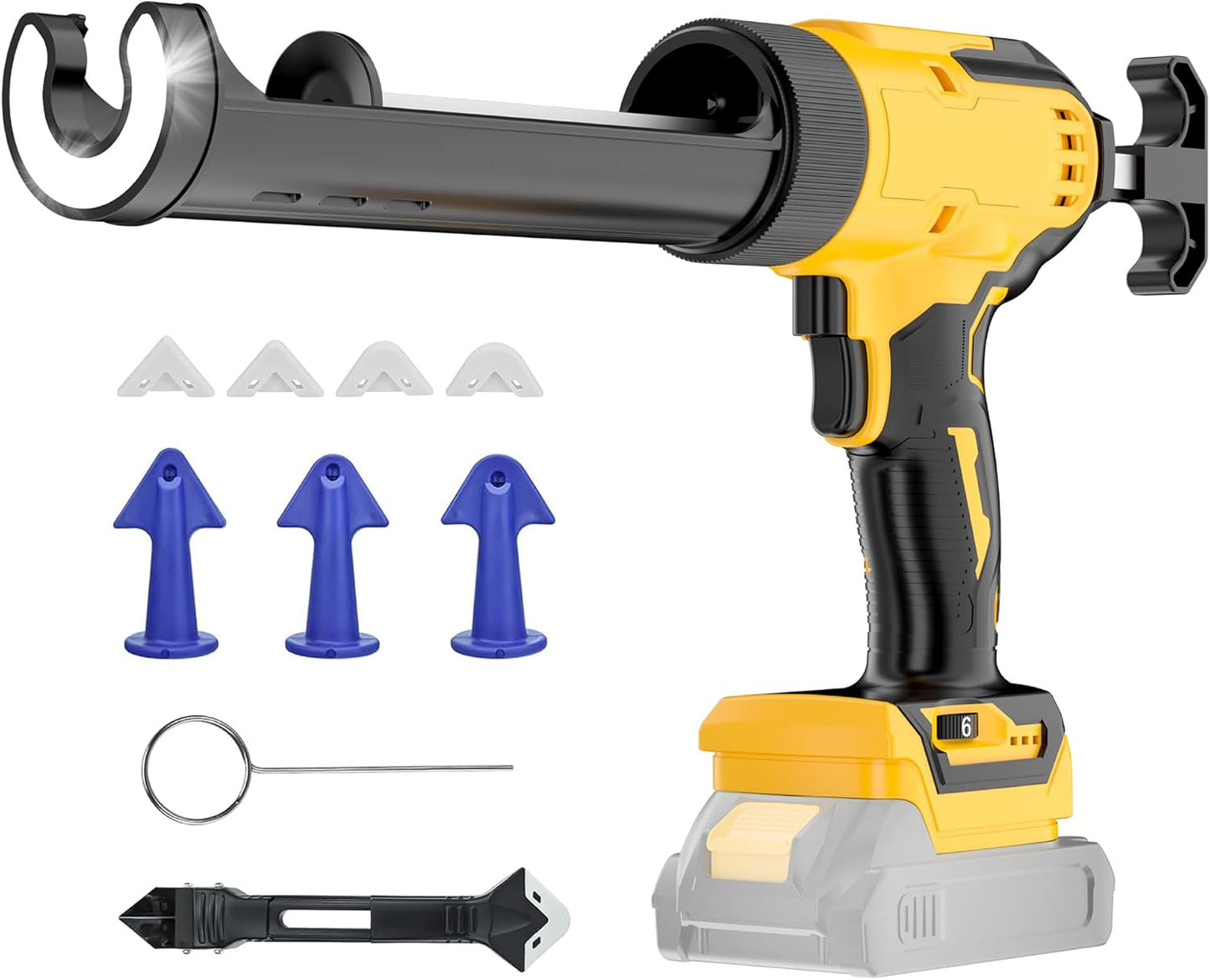 Cordless Caulking Gun with Anti-Drip and LED Light Features