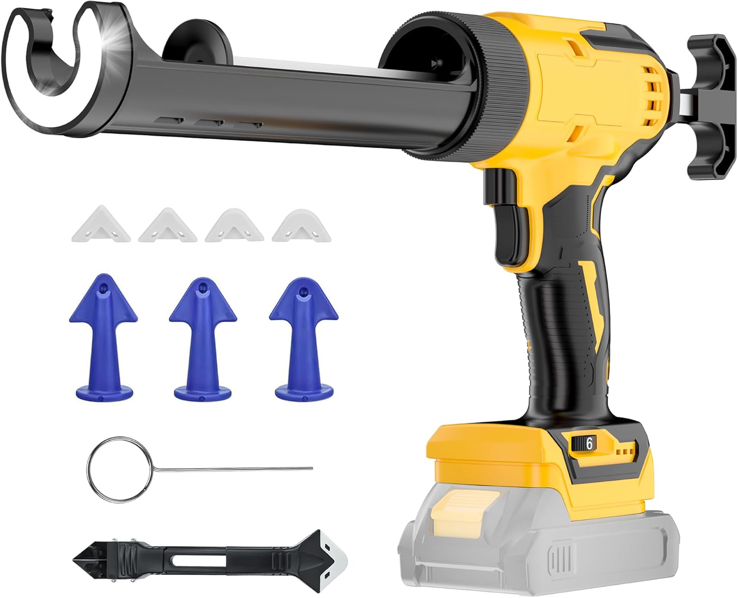 Cordless Caulking Gun with Anti-Drip and LED Light Features