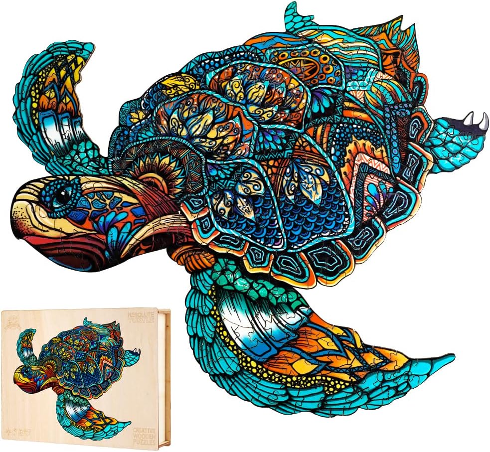 Jigfoxy Wooden Puzzles for Adults - Unique Sea Turtle Design
