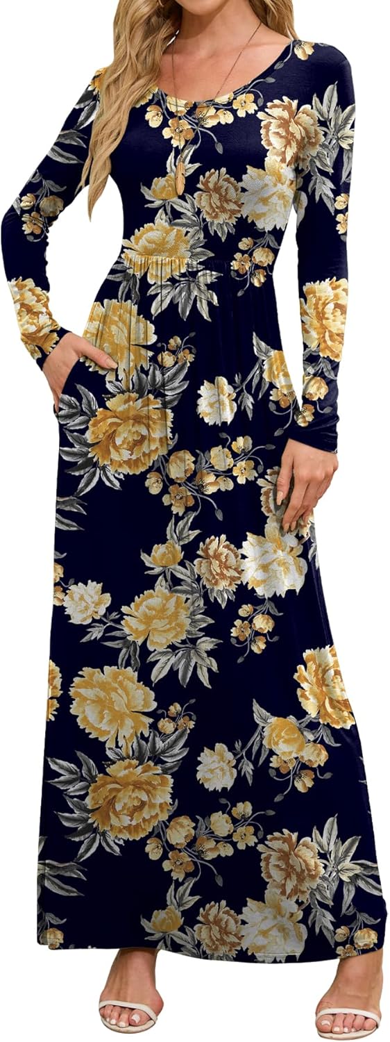 DEARCASE Women's Maxi Dress with Pockets for Casual Wear
