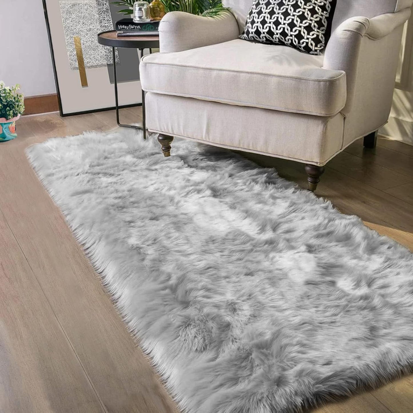 Latepis Faux Sheepskin Rug Runner 2x6 Fluffy Gray Area Rug