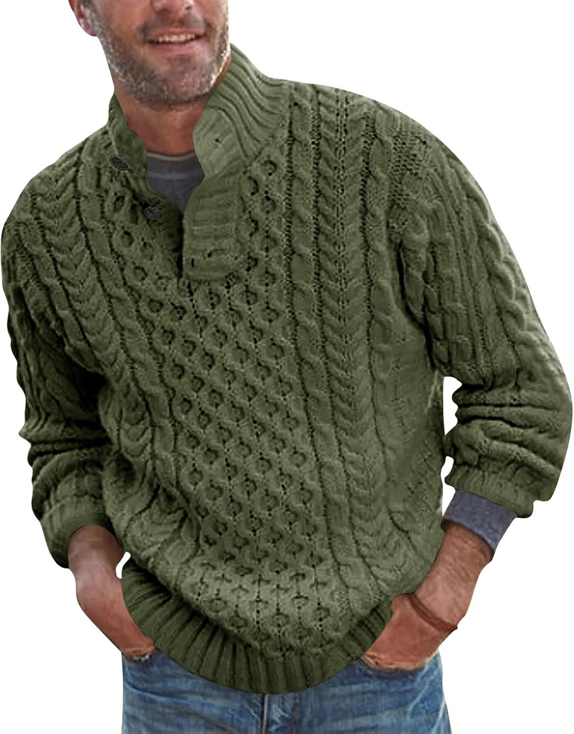 Bbalizko Mens Stand Collar Pullover Sweater for Winter Style