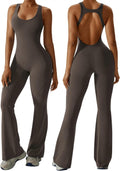 Womens Flare Jumpsuit with Bra Tummy Control Cutout (Style DY4T)