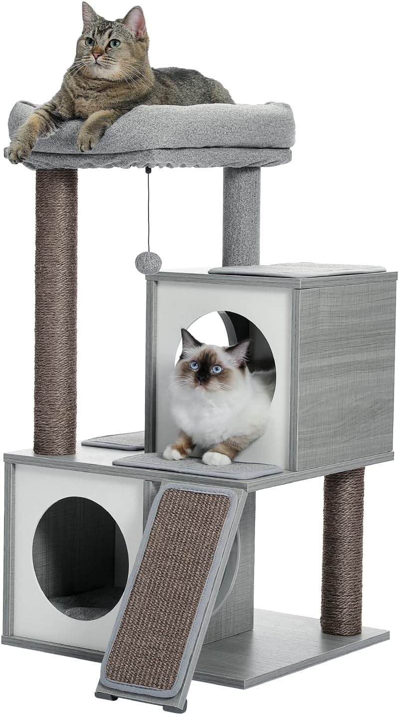 PAWZ Road Cat Tree 35 Inches with Double Condos and Perch