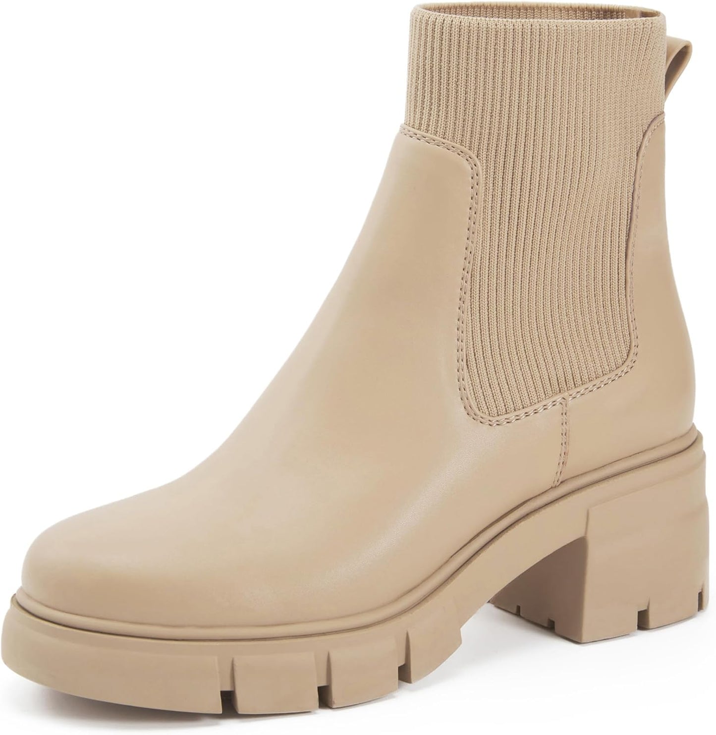 REDTOP Women's Elastic Chelsea Boots with Chunky Block Heel