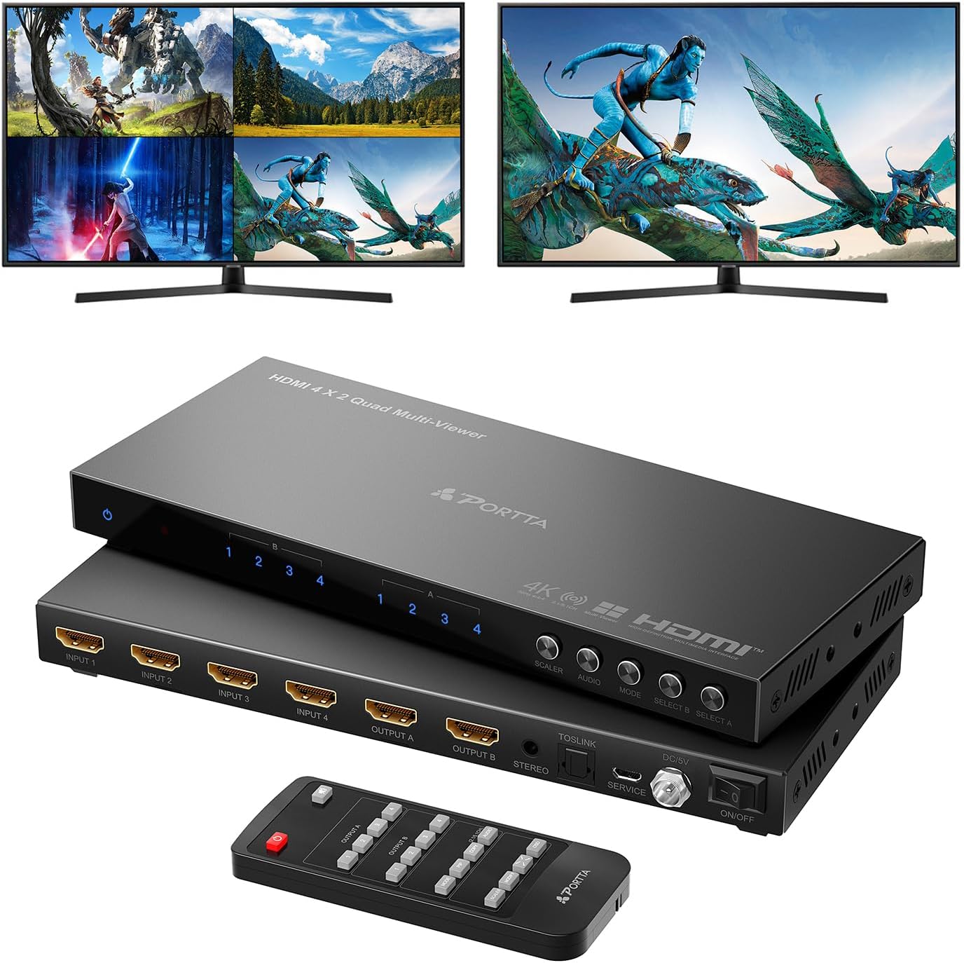 4K HDMI Multiviewer Switch 4x2 with PIP for Seamless Viewing