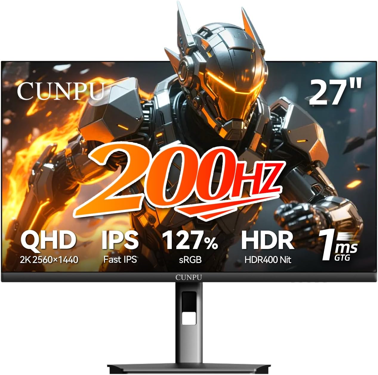27 Inch QHD Gaming Monitor with 200Hz Refresh Rate and HDR