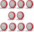 5 in Shopping Cart Replacement Wheels Kit - Set of 10, Red PU Tread