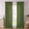 Dark Green Linen 90 in Curtains for Living Room - Light Filtering