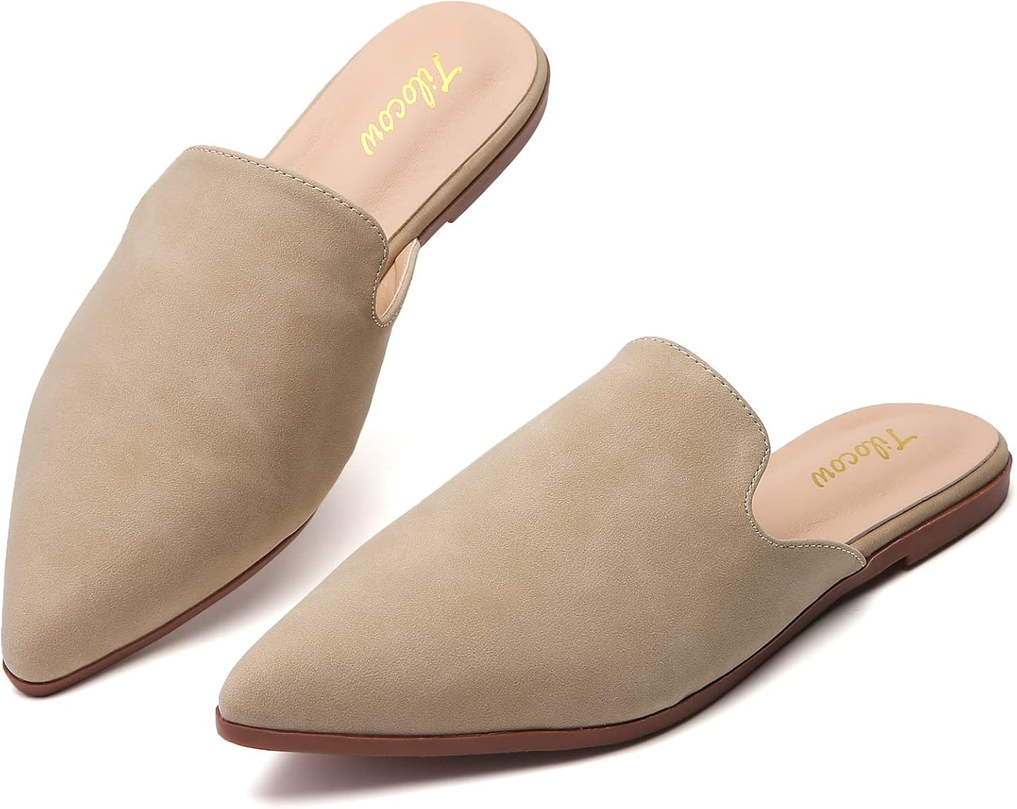 Tilocow Mules for Women: Comfortable Pointed Toe Slip-On Flats
