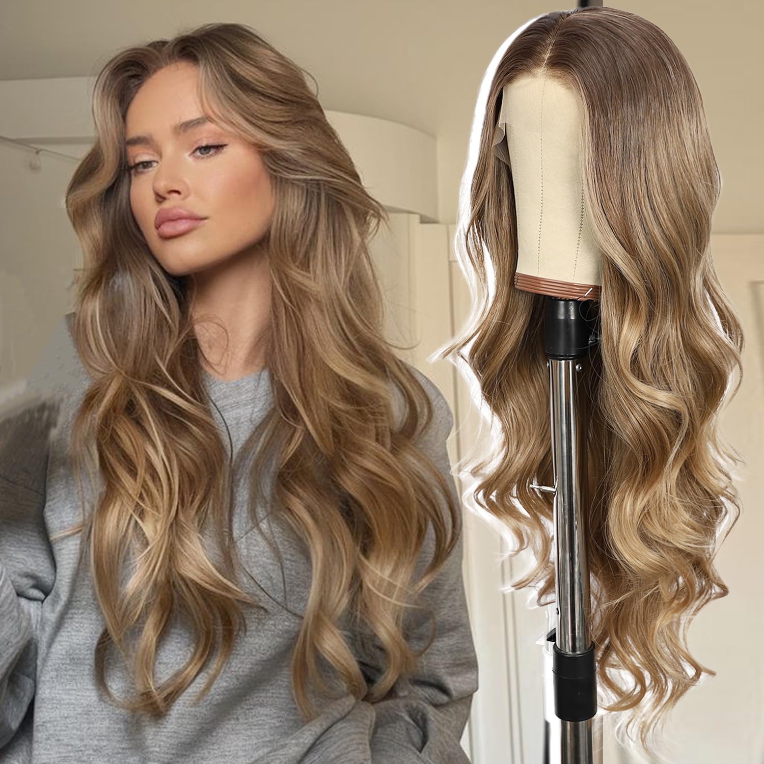 Blonde Lace Front Wig for Women 13x4 Body Wave Synthetic Style