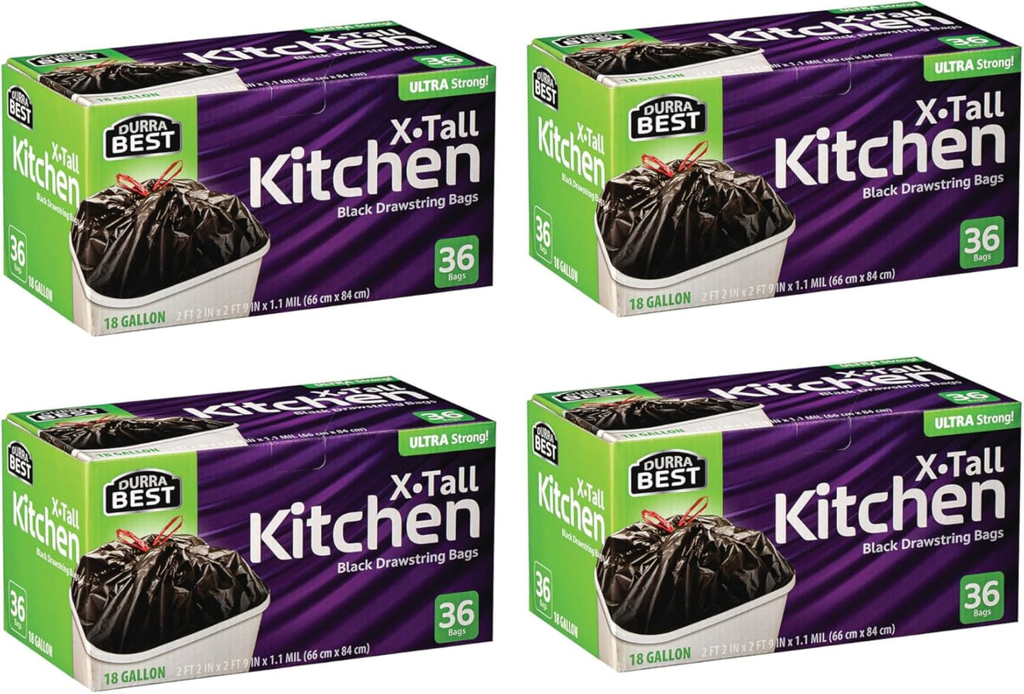 Heavy-Duty Trash Bags 18 Gallon Ultra Thick Drawstring Garbage Bags