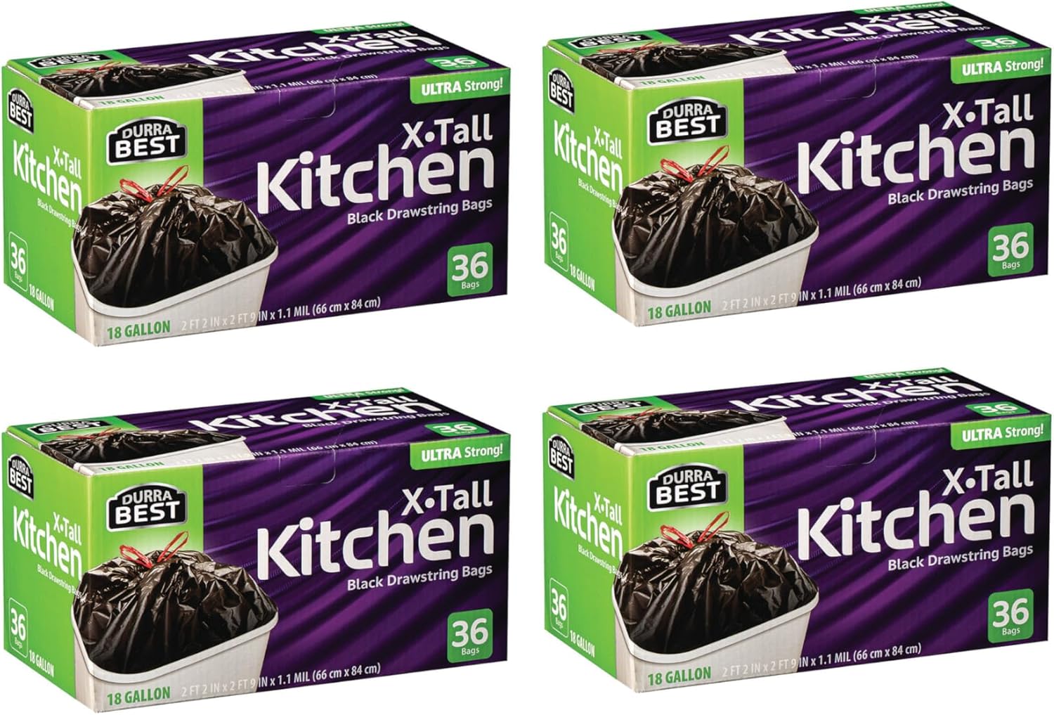 Heavy-Duty Trash Bags 18 Gallon Ultra Thick Drawstring Garbage Bags