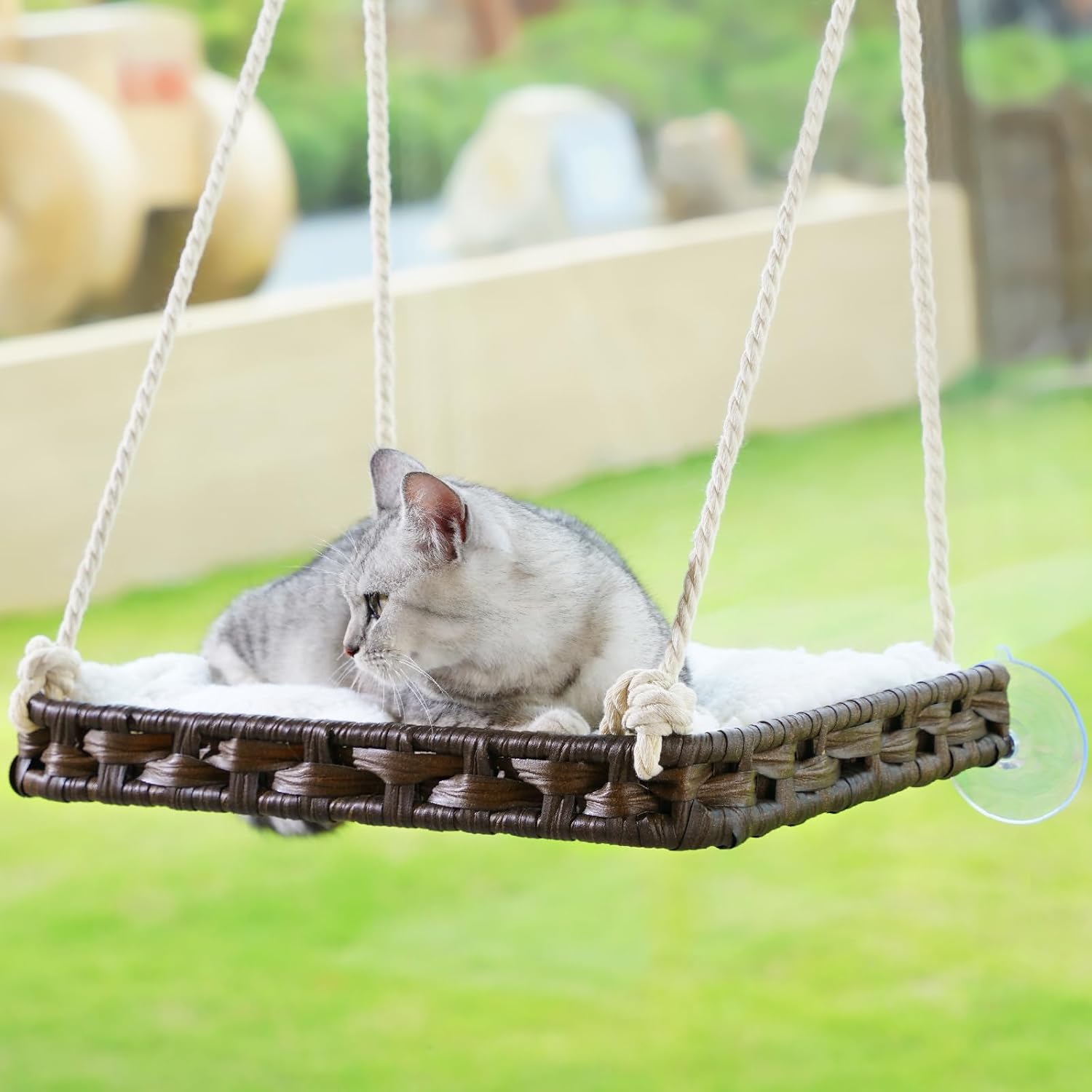 Cat Window Perch for Indoor Cats - Large Handwoven Hammock Bed