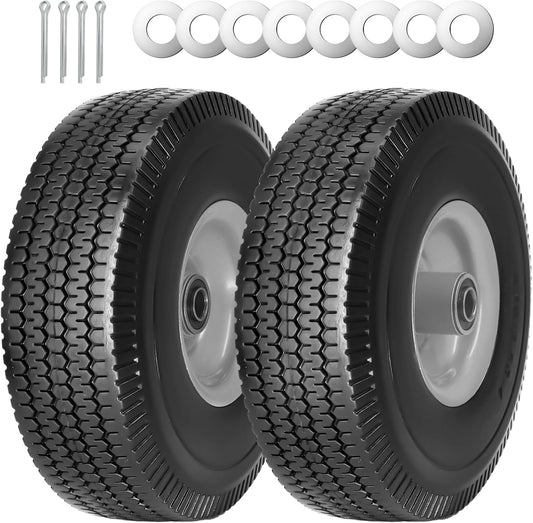 10 x 4.10/3.50-4 Solid PU Run-Flat Tire Wheel for Hand Trucks