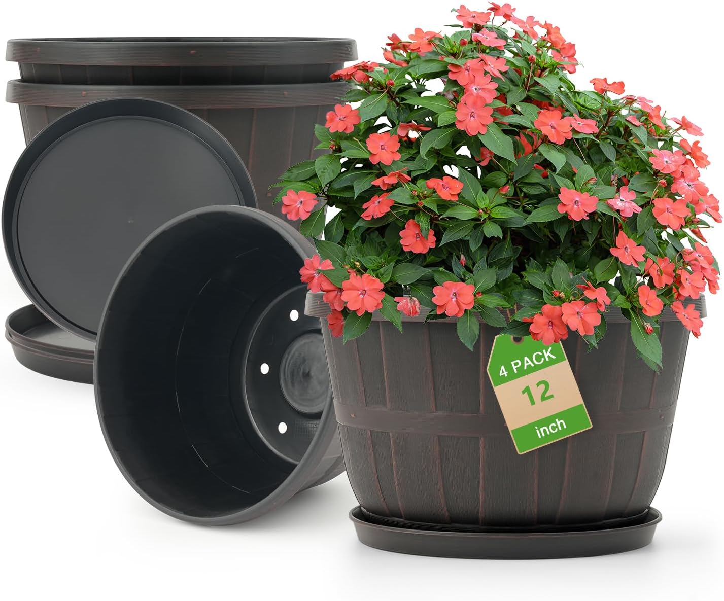 Quarut 12 Inch Large Planter Pot for Indoor Outdoor Plants